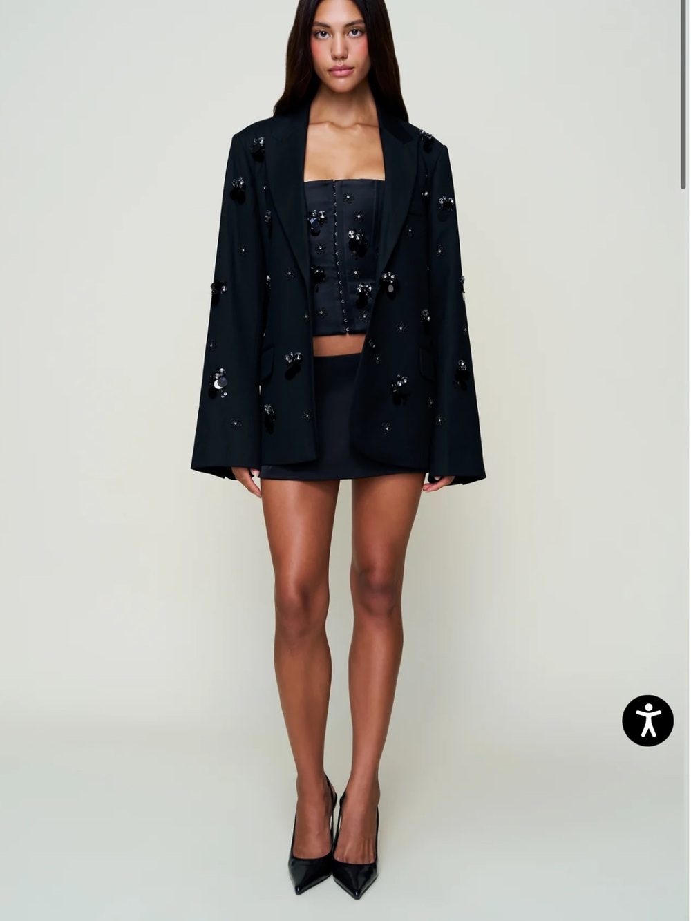 NWT Guizio Black Embellished Oversized Blazer (size L)